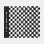 Rustic White Black Buffalo Check Monogram Fleece Deken (Voorkant (Horizontaal))