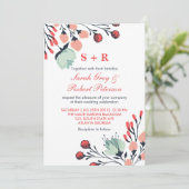 Rustic White Blue Floral Wedding Invitation Kaart (Staand voorkant)