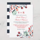 Rustic White Blue Floral Wedding Invitation Kaart (Voorkant / Achterkant)
