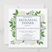Rustic White Blue Hydrangeas Waterverf Rehearings Kaart (Voorkant)