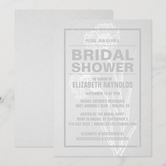 Rustic White Bridal Shower Invitations Kaart (Voorkant / Achterkant)