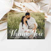 Rustic White Brushed Script Weddenfoto Bedankkaart