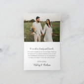 Rustic White Brushed Script Weddenfoto Bedankkaart (Binnen)
