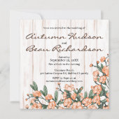 Rustic White Burnt Oranje Green Blossom Wedding Kaart (Voorkant)