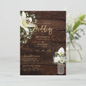 Rustic White Calla Lilies Floral Wedding Digital Kaart (Staand voorkant)