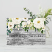 Rustic White Champagne Flowers Housewarming party Kaart (Staand voorkant)