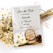 Rustic White Daisies Bossen Wedding Save the Date
