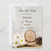 Rustic White Daisies Bossen Wedding Save the Date (Voorkant)