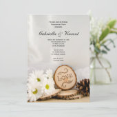 Rustic White Daisies Woodland Engagement Party Kaart (Staand voorkant)