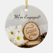 Rustic White Daisies Woodland Verloving Keramisch Ornament (Voorkant)