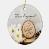 Rustic White Daisies Woodland Verloving Keramisch Ornament (Links)