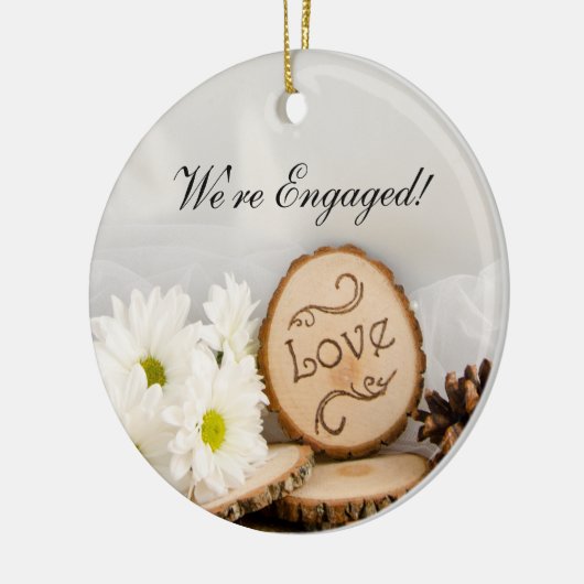 Rustic White Daisies Woodland Verloving Keramisch Ornament (Links)