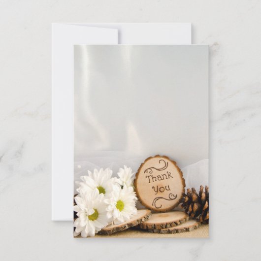 Rustic White Daisies Woodland Wedding Bedankt (Voorkant)