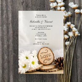 Rustic White Daisies Woodland Wedding Kaart