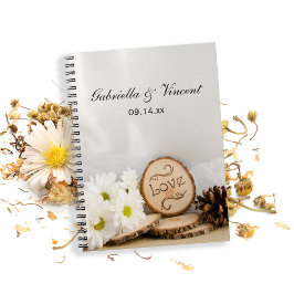 Rustic White Daisies Woodland Wedding Notitieboek