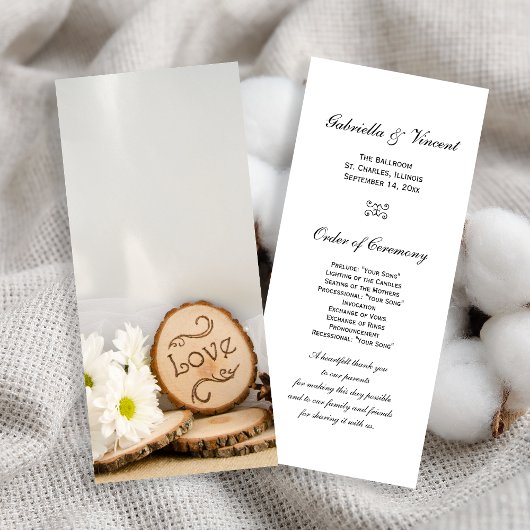Rustic White Daisies Woodland Wedding Programme Programmakaart