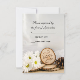 Rustic White Daisies Woodland Wedding RSVP