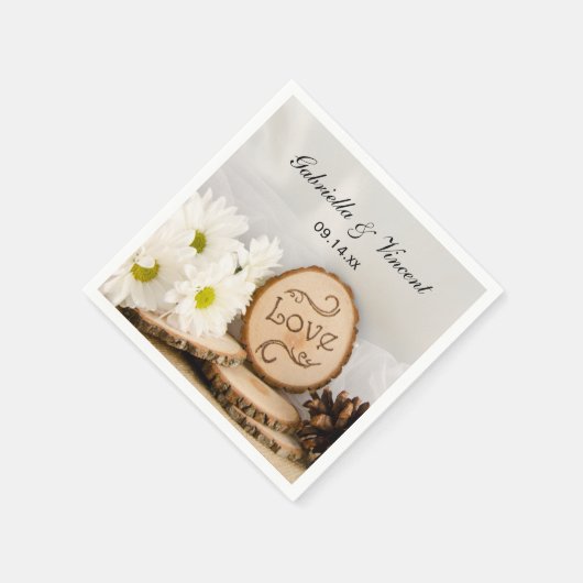 Rustic White Daisies Woodland Wedding Servetten (Hoek)