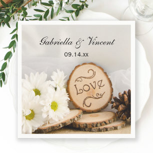 Rustic White Daisies Woodland Wedding Servetten