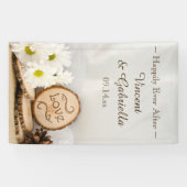 Rustic White Daisies Woodland Wedding Spandoek (Horizontaal)