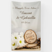 Rustic White Daisies Woodland Wedding Spandoek (Verticaal)