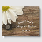 Rustic White Daisy and Barn Wood Country Birthday Gastenboek (Voorkant)