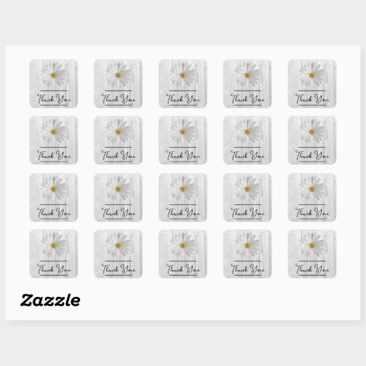 Rustic White Daisy Bedankt Sticker (Vel)