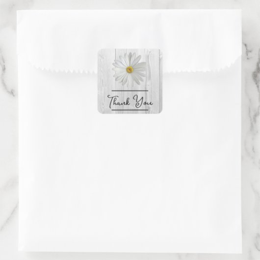 Rustic White Daisy Bedankt Sticker (Tas)