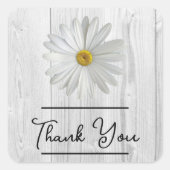 Rustic White Daisy Bedankt Sticker (Voorkant)