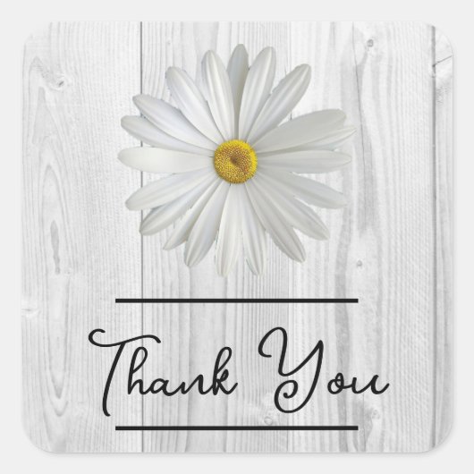 Rustic White Daisy Bedankt Sticker (Voorkant)