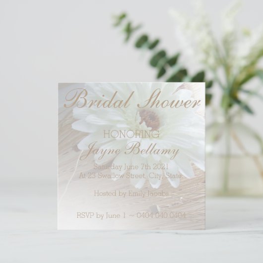Rustic White Daisy Bridal Shower Invitations Kaart (Staand voorkant)