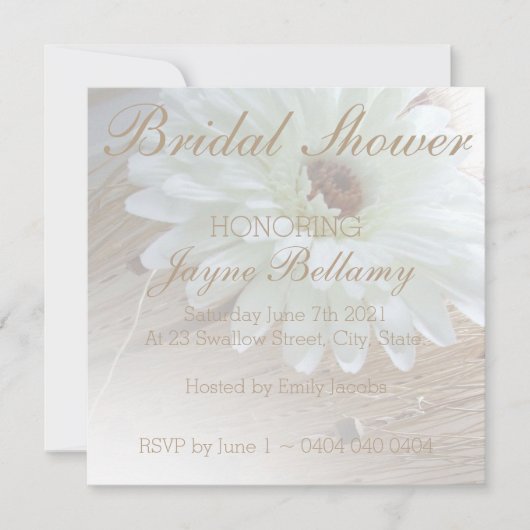 Rustic White Daisy Bridal Shower Invitations Kaart (Voorkant)