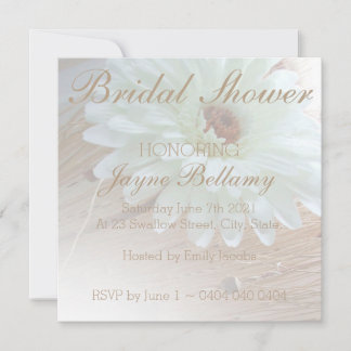 Rustic White Daisy Bridal Shower Invitations Kaart