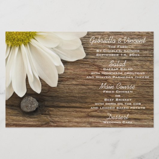 Rustic White Daisy en Barn Wood Boerderij Wedding  (Voorkant)