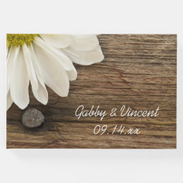 Rustic White Daisy en Barn Wood Country Weddenscha Gastenboek