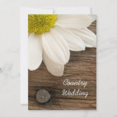 Rustic White Daisy en Barn Wood Country Weddenscha Kaart (Voorkant)