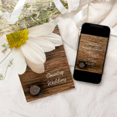 Rustic White Daisy en Barn Wood Country Weddenscha Kaart