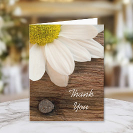 Rustic White Daisy en Brown Barn Wood Dank je Bedankkaart