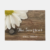 Rustic White Daisy en Country Barn Wood Deurmat (Voorkant)
