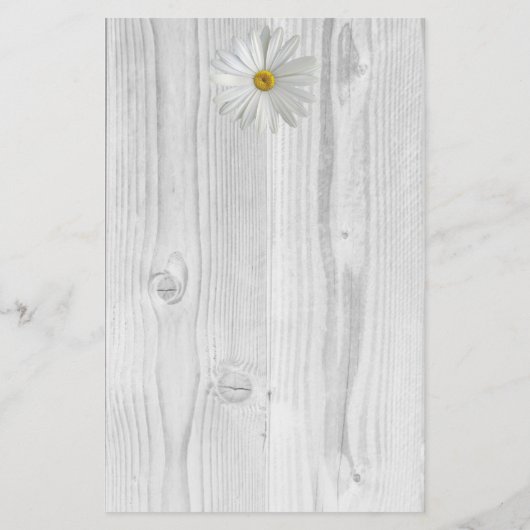 Rustic White Daisy Personalized Stationery Briefpapier (Achterkant)