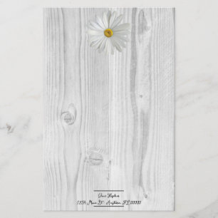 Rustic White Daisy Personalized Stationery Briefpapier