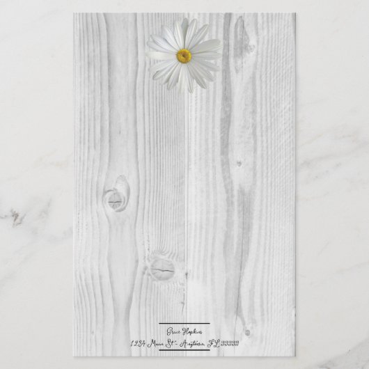 Rustic White Daisy Personalized Stationery Briefpapier (Voorkant)