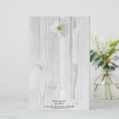 Rustic White Daisy Personalized Stationery Briefpapier (Staand voorkant)