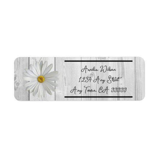 Rustic White Daisy Return Address Label (Voorkant)