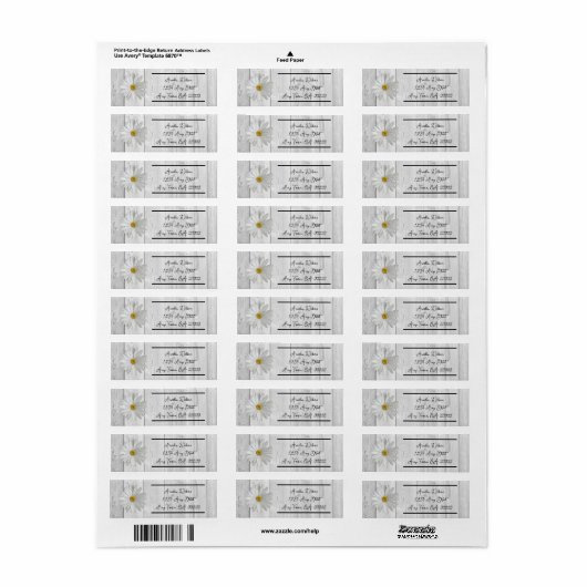 Rustic White Daisy Return Address Label (Full Sheet)
