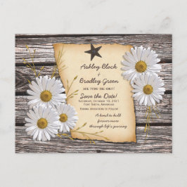 Rustic White Daisy Western Wedding Save the Date Aankondigingskaart
