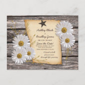 Rustic White Daisy Western Wedding Save the Date Aankondigingskaart (Voorkant)