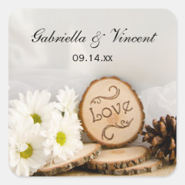 Rustic White Daisy Woodland Wedding Envelope zegel
