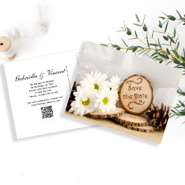 Rustic White Daisy Woodland Wedding Save the Date Aankondigingskaart