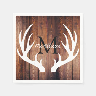 Rustic White Deer Antlers Barn Wood - Gepersonalis Servet